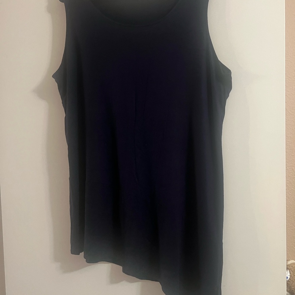 Joan Vass Dark Blue Asymmetrical Tank Top